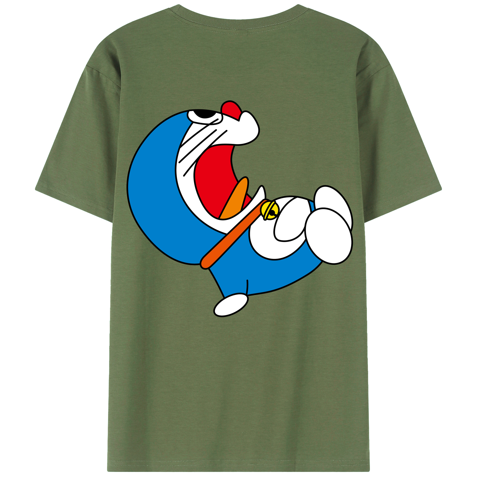 （画像用） ドラえもん Doraemon 綿100％ メンズ半袖Tシャツ（バックプリント） 通気性